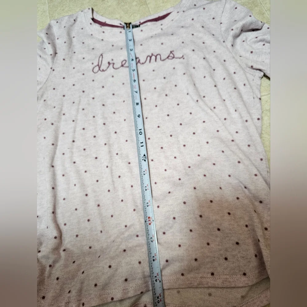 Laura Ashley Pajama Set Women’s Sz Med Pink Polka Dot Dreams 2pc Excellent Cond